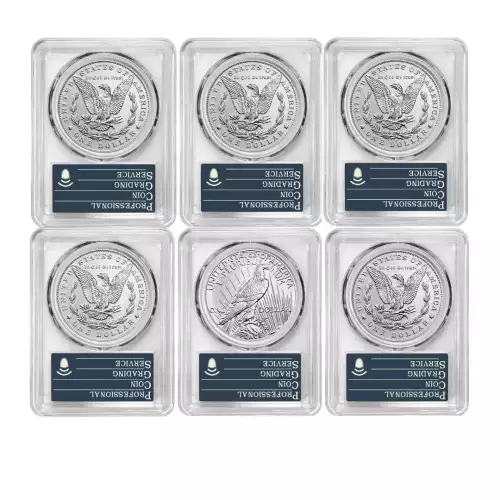 2021 6 Coin Morgan/Peace Dollar 100th Ann. Set PCGS MS70 Advanced Release Old Green Holder (1)