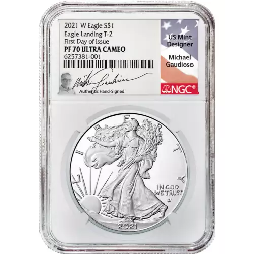 2021-W Silver Eagle Type 2 NGC PF70UC First Day of Issue Signed by Engraver Michael Gaudioso (2)